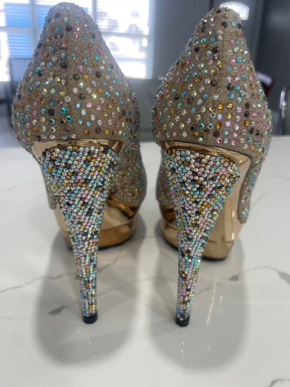 Gianmarco Lorenzi Women's Glitter heels Multicolor stones sparkly - Picture 4 of 16